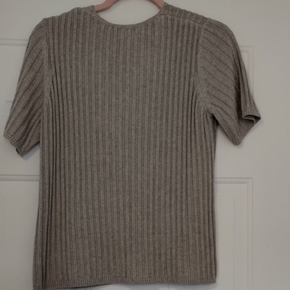 3 Women's Van Heusen Short Sleeve Ribbed Cardigan Size Large - Picture 5 of 15